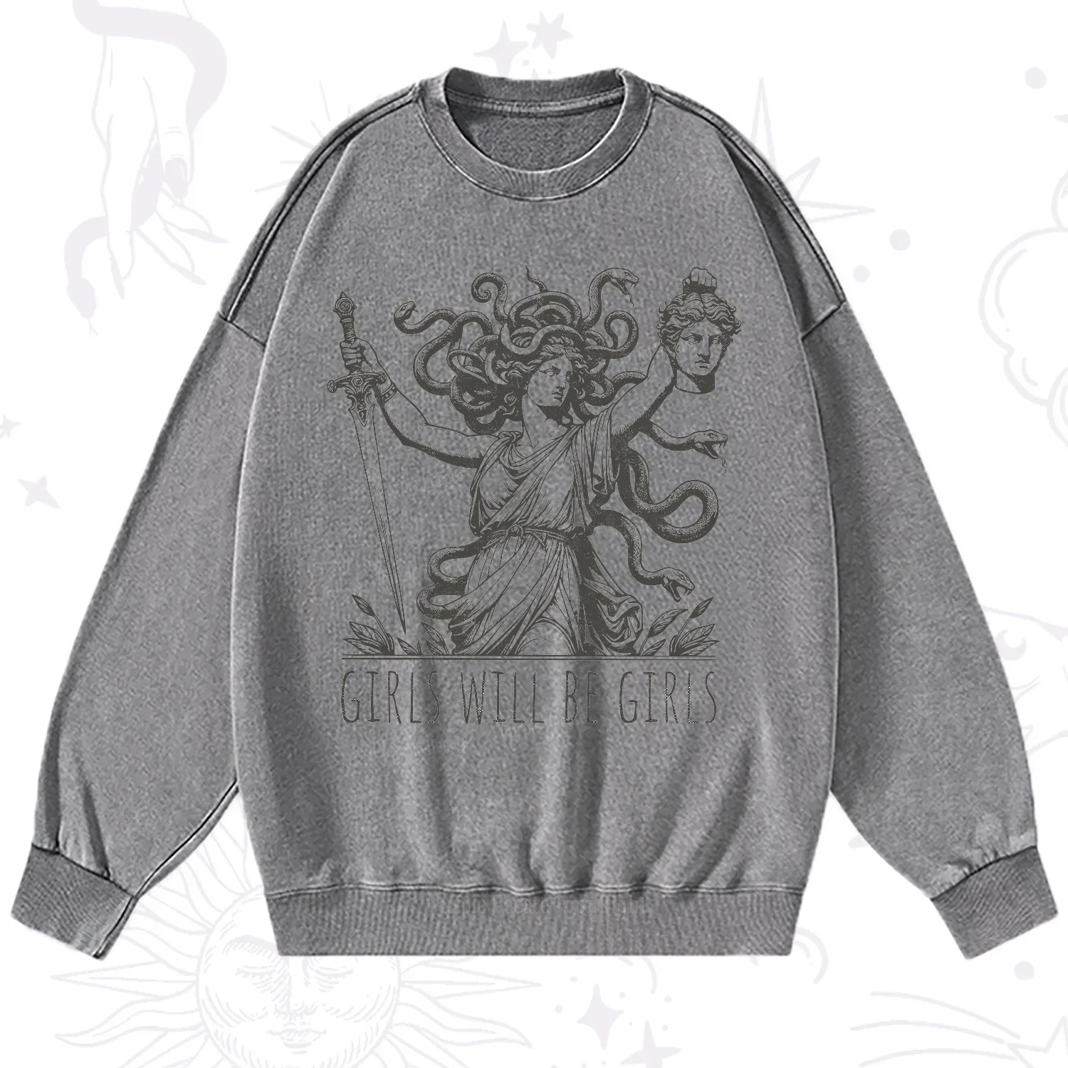 Purplehecate Girls Will Be Girls Medusa Washed Sweatshirt