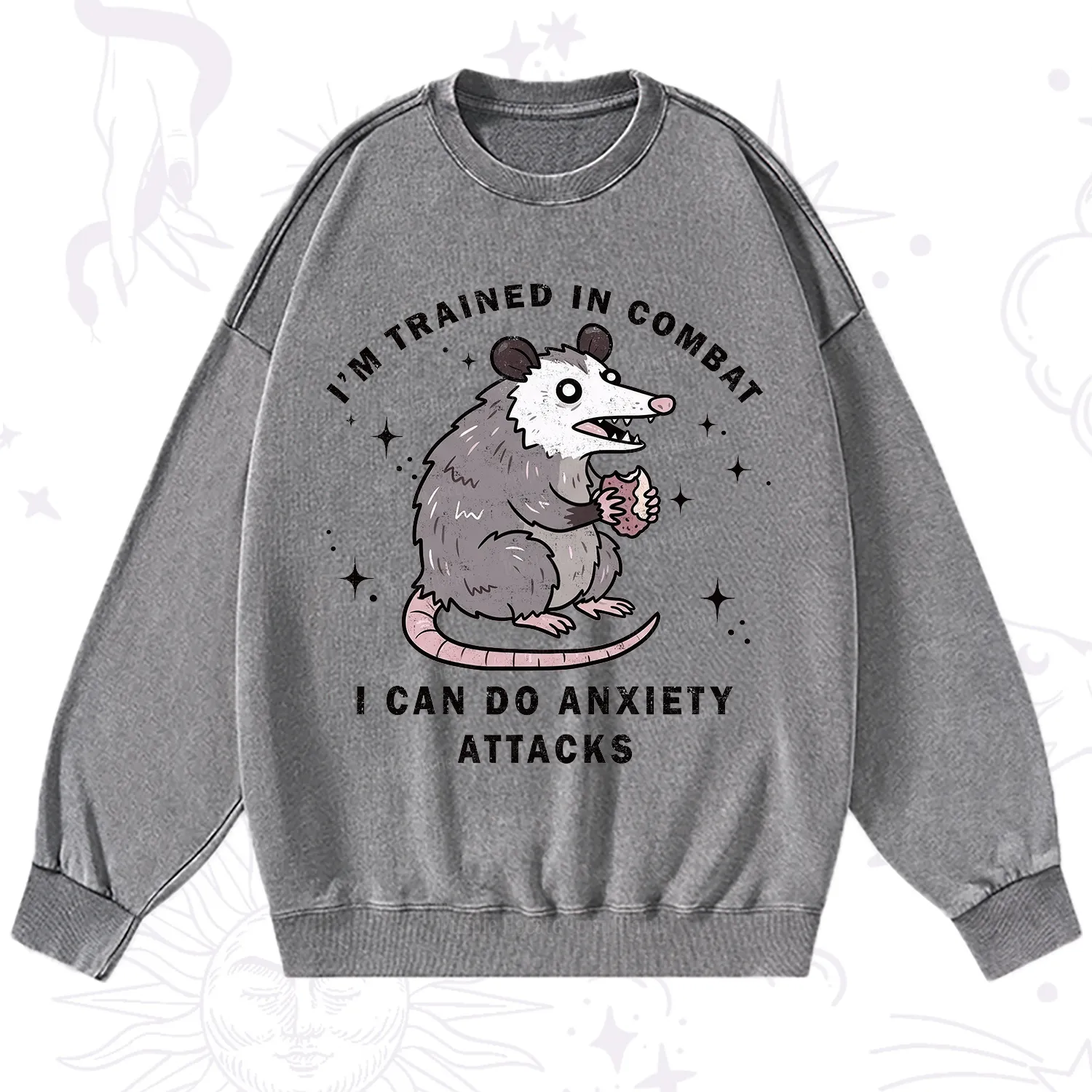 Purplehecate Anixety Attack Opossum Washed Sweatshirt