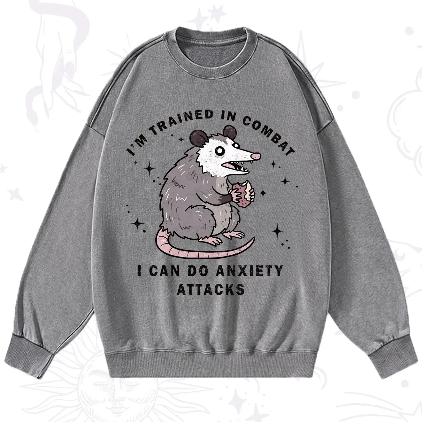 Purplehecate Anixety Attack Opossum Washed Sweatshirt