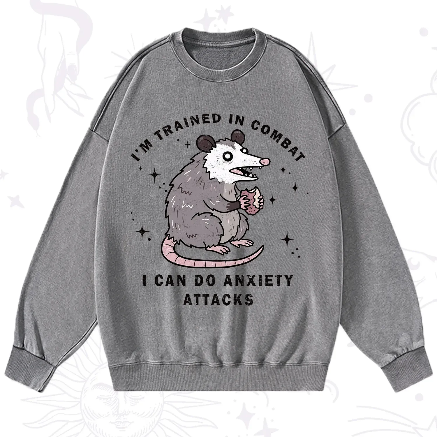 Purplehecate Anixety Attack Opossum Washed Sweatshirt