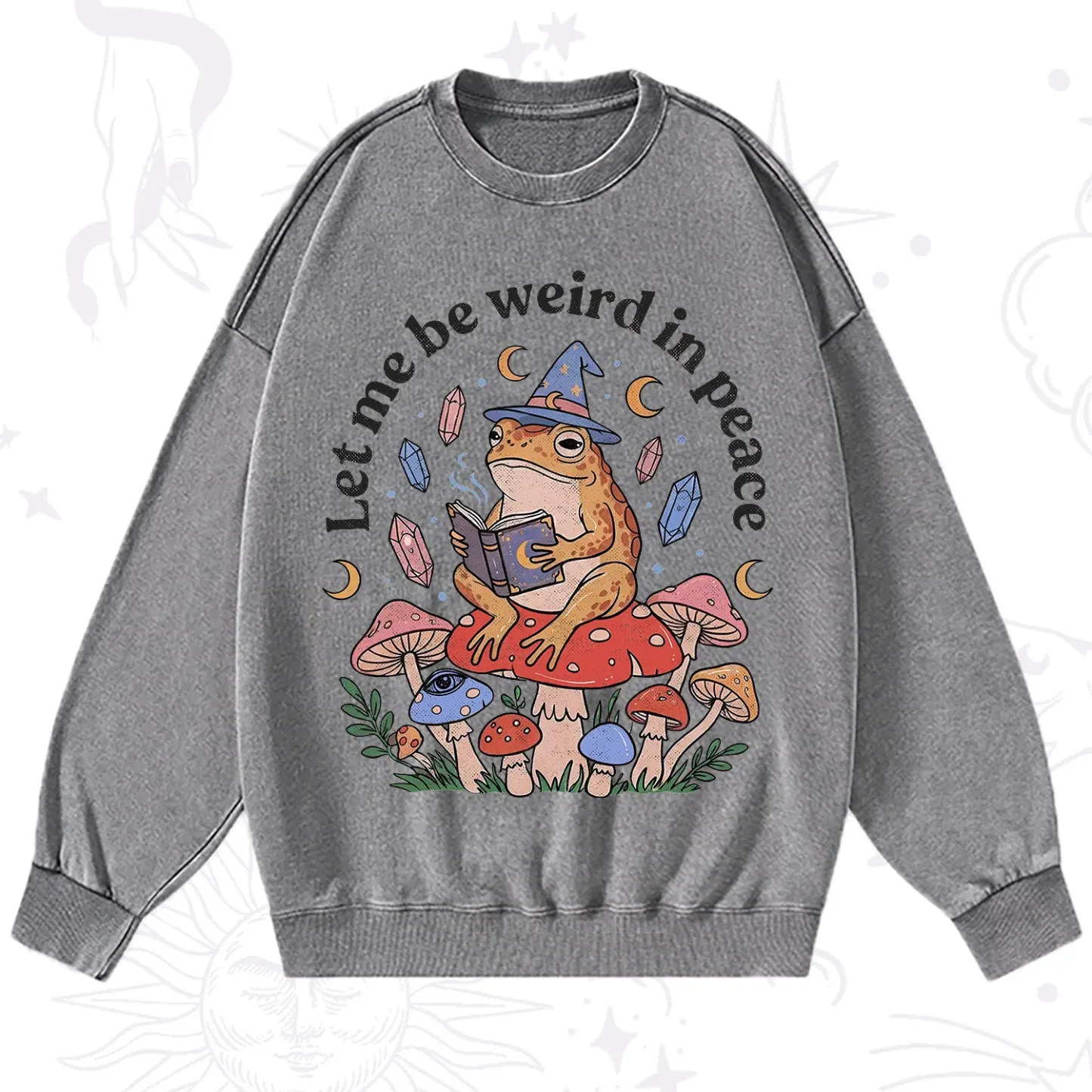 Purplehecate Let Me Be Weird in Peace Frog Washed Sweatshirt