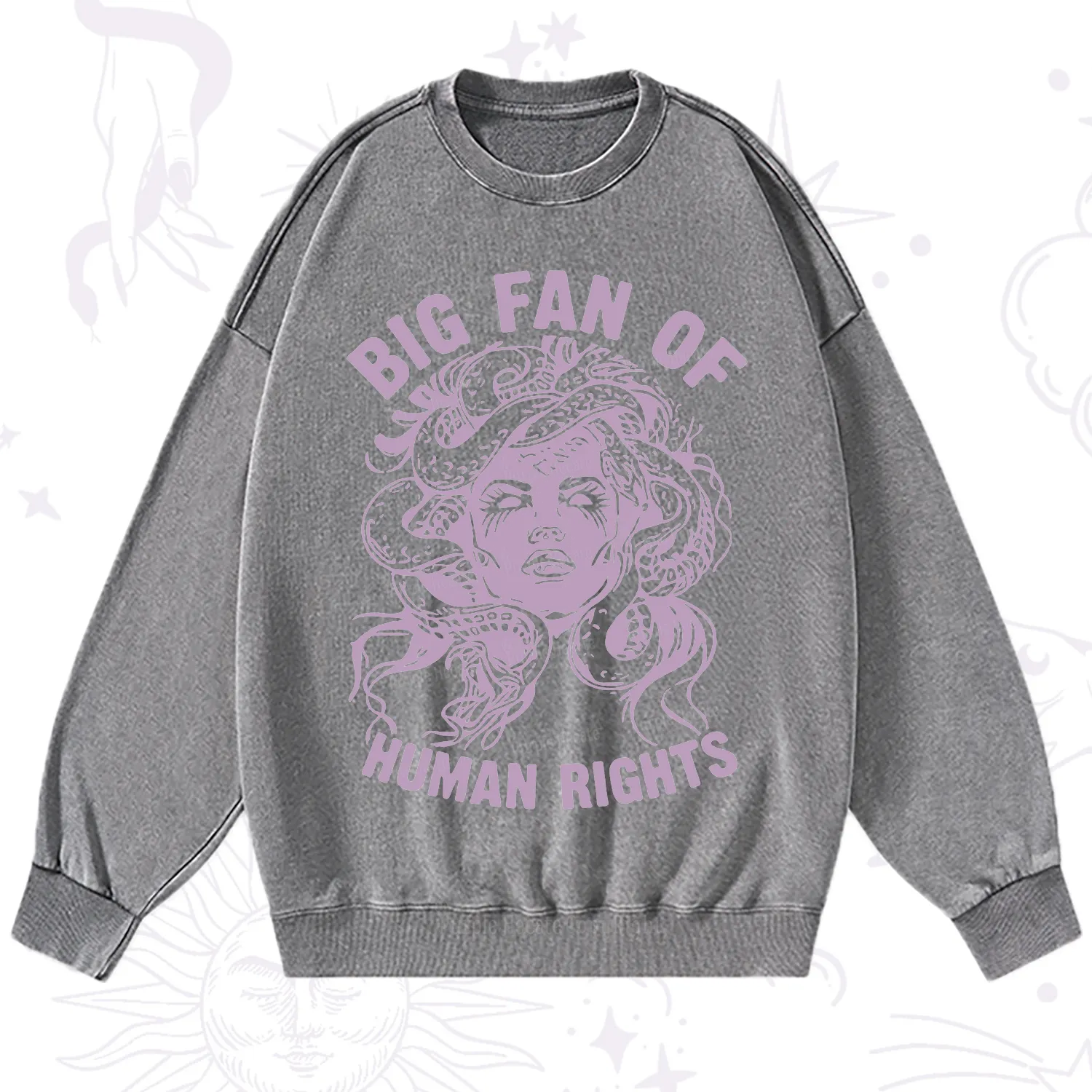 Purplehecate Big Fan of Human Rights Washed Sweatshirt