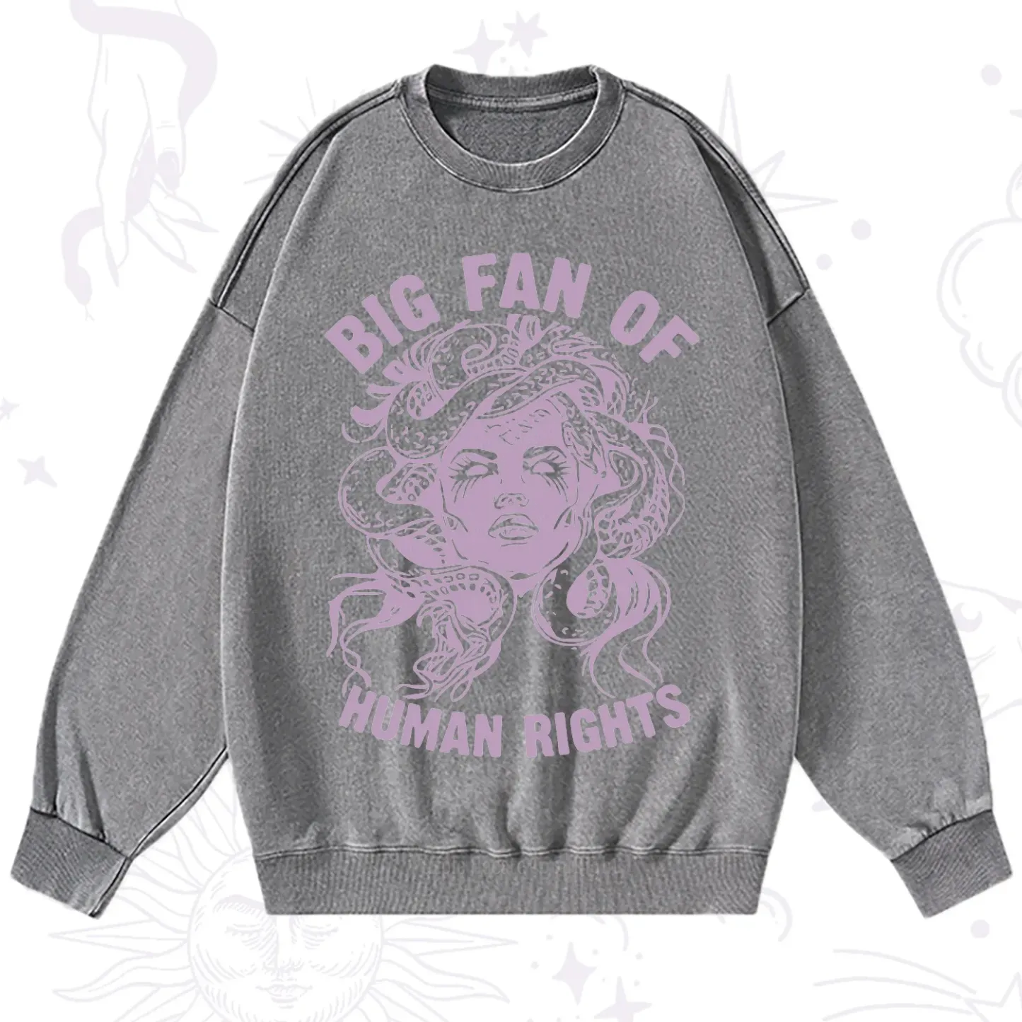 Purplehecate Big Fan of Human Rights Washed Sweatshirt