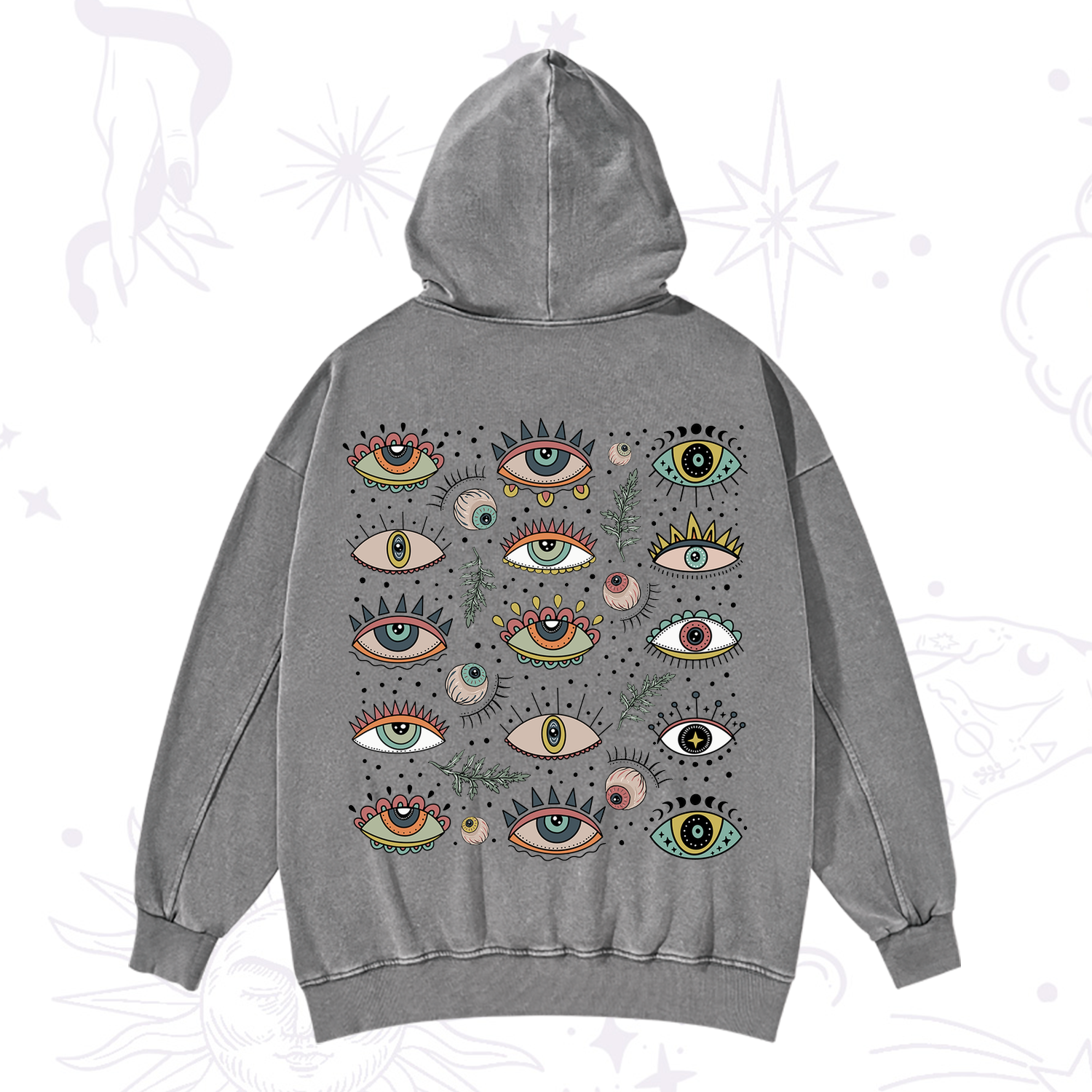Purplehecate Evil Eye Array Washed Hoodie