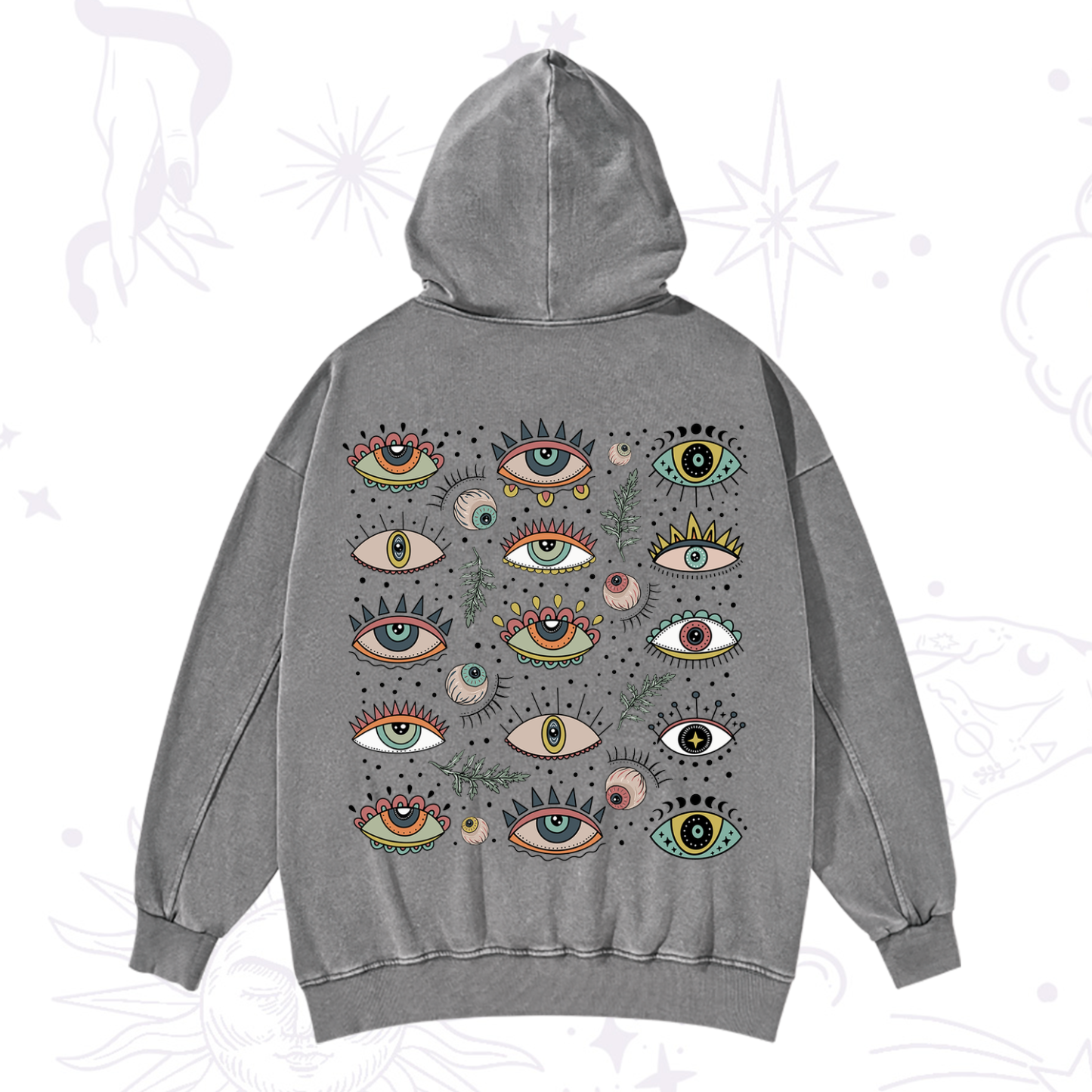 Purplehecate Evil Eye Array Washed Hoodie
