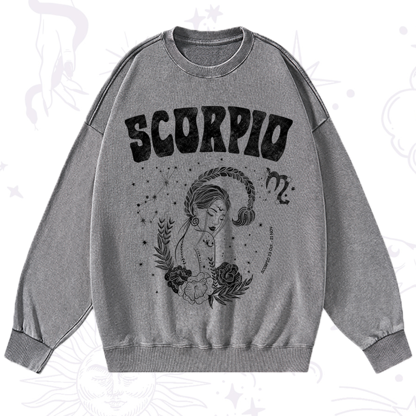Purplehecate Scorpio Zodiac Glyphs  Washed Sweatshirt
