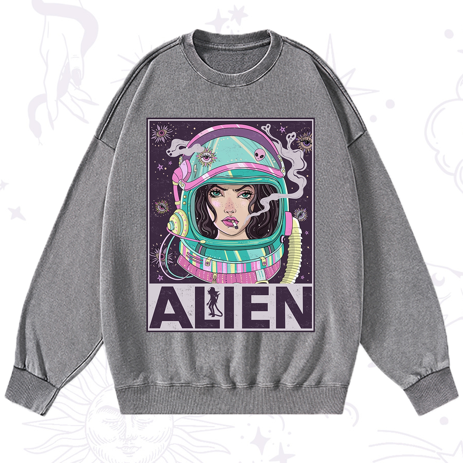 Purplehecate Galactic Encounter Washed Sweatshirt