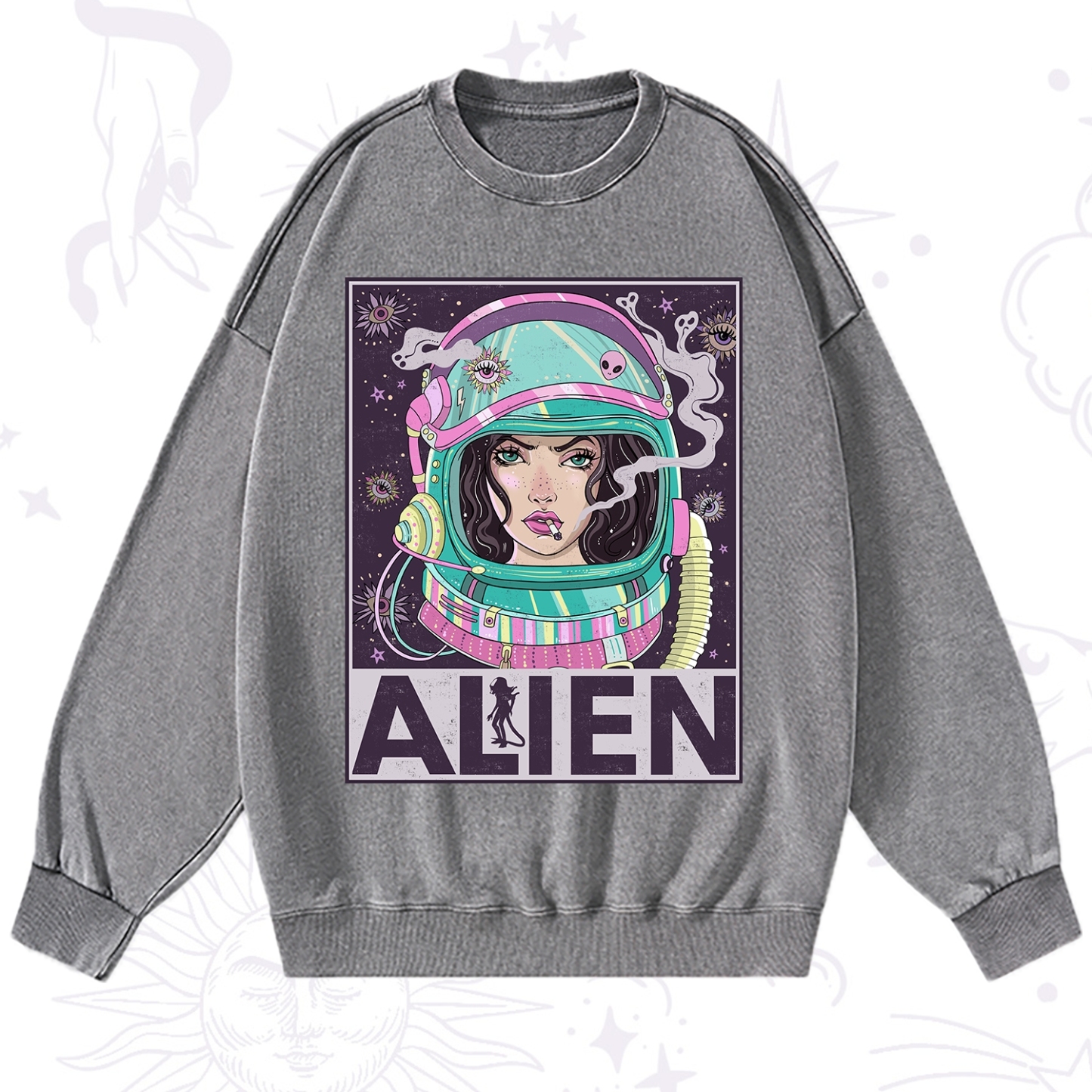 Purplehecate Galactic Encounter Washed Sweatshirt