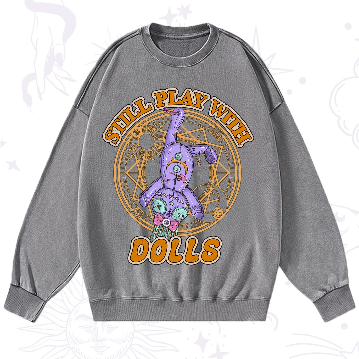 Purplehecate Still Plays With Dolls Washed Sweatshirt