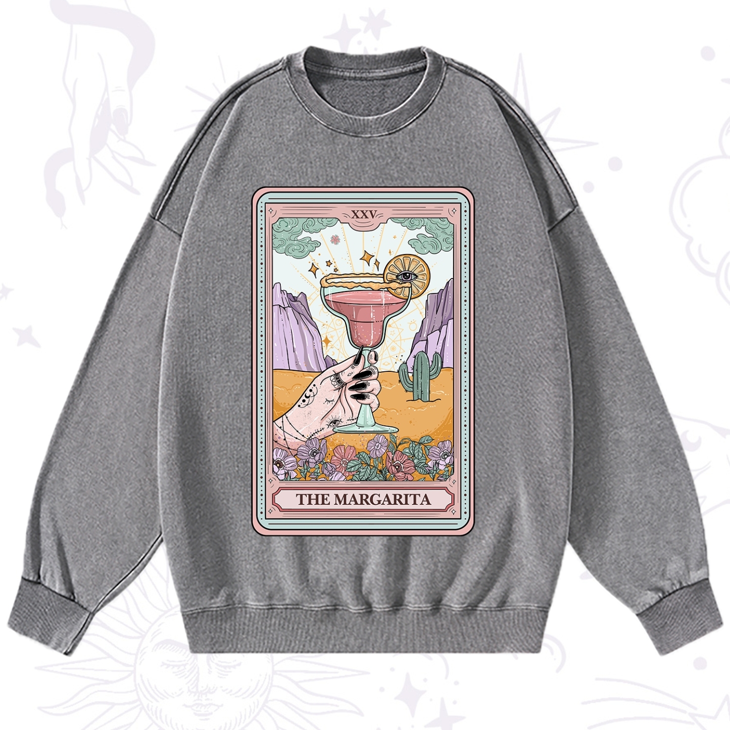 Purplehecate The Margarita Tarot Card Washed Sweatshirt