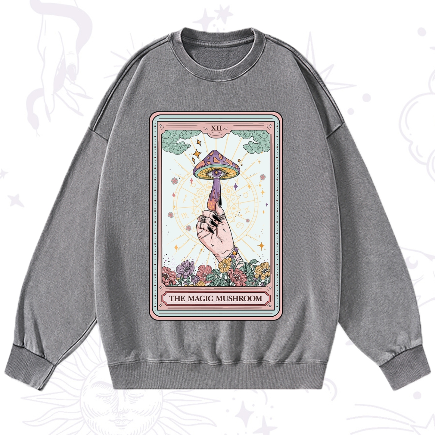 Purplehecate The Magic Murshroom Tarot Washed Sweatshirt