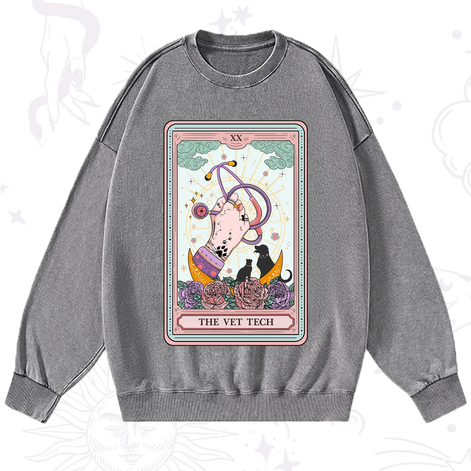 Purplehecate The Vet Tech Tarot Washed Sweatshirt
