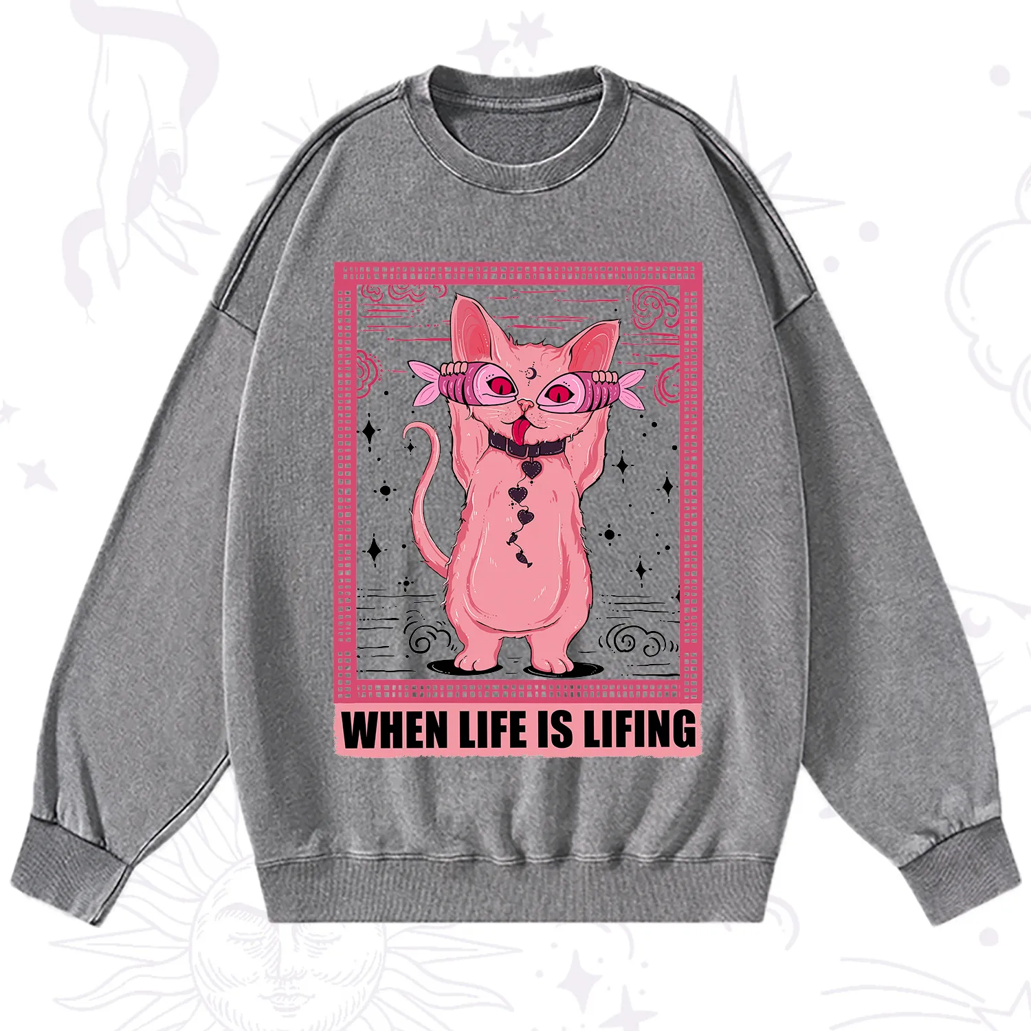 Purplehecate When Life Is Lifting Washed Sweatshirt