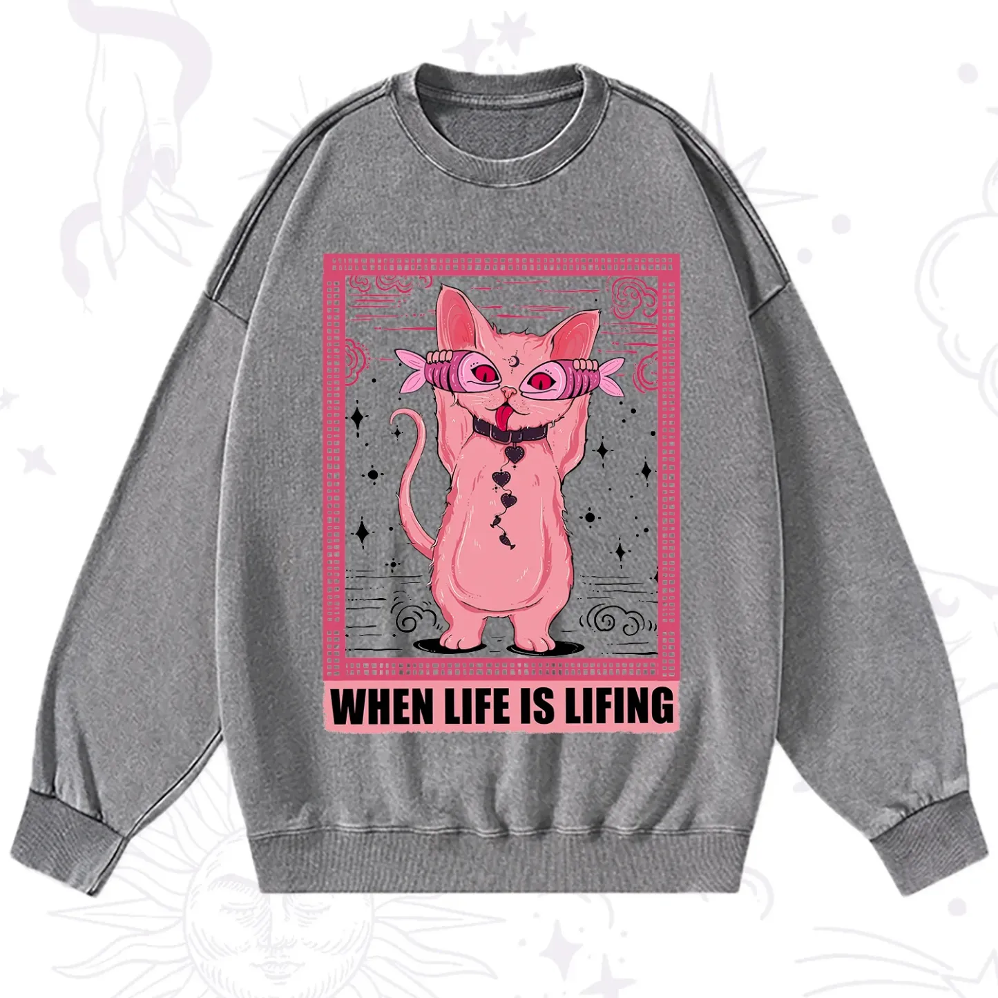 Purplehecate When Life Is Lifting Washed Sweatshirt