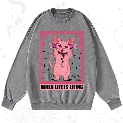 Purplehecate When Life Is Lifting Washed Sweatshirt