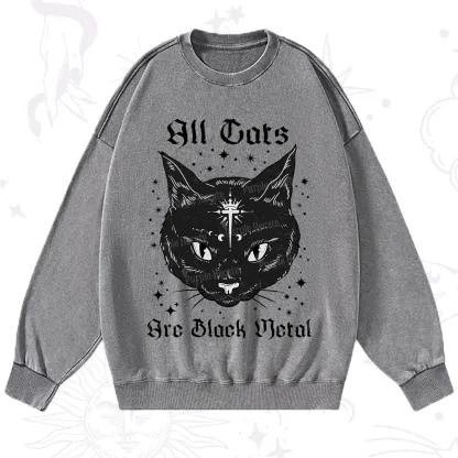 Purplehecate All Cats Are Black Metal Washed Sweatshirt
