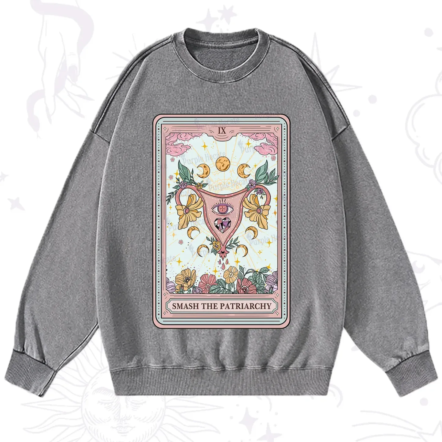 Purplehecate The Smash the Patriarchy Tarot Washed Sweatshirt