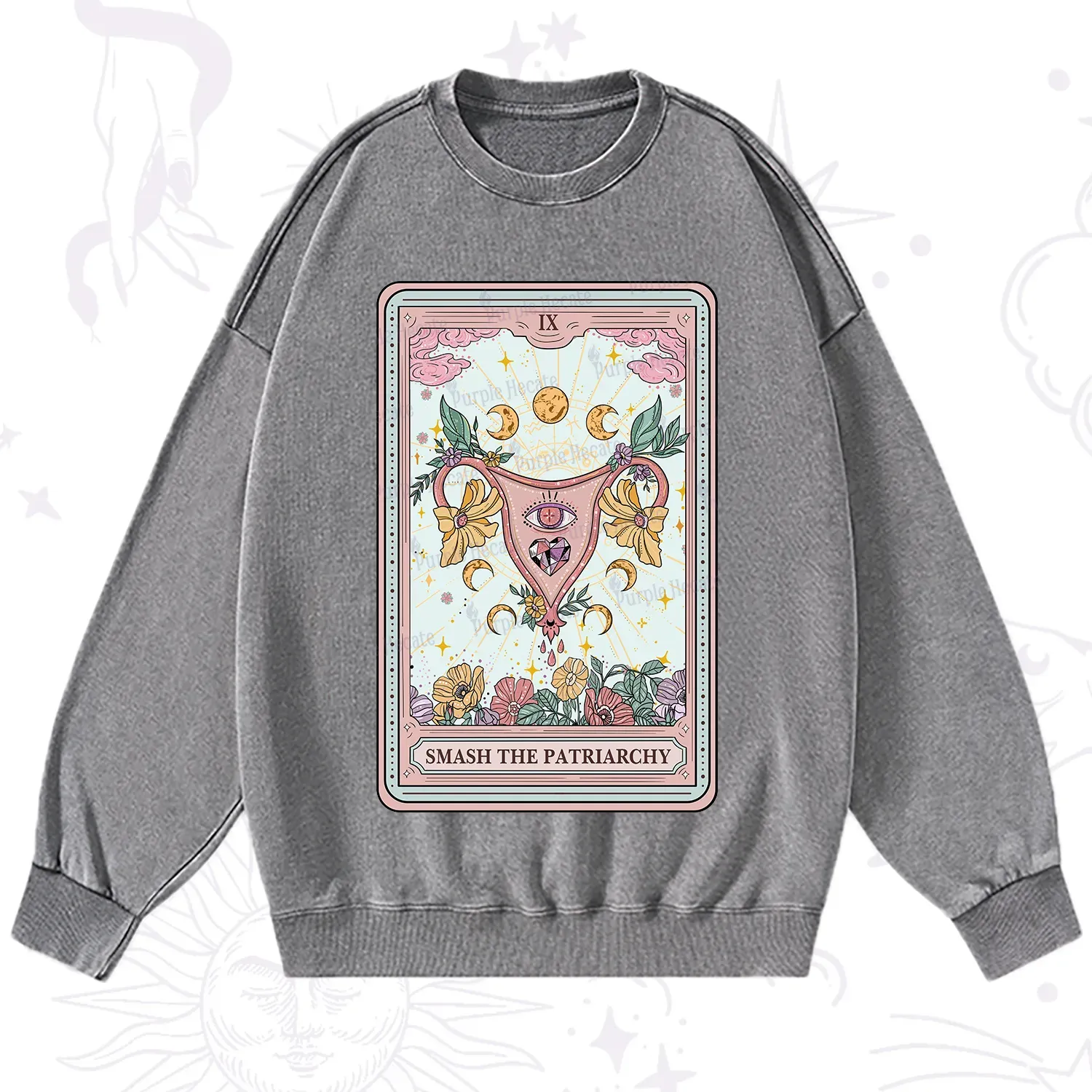 Purplehecate The Smash the Patriarchy Tarot Washed Sweatshirt