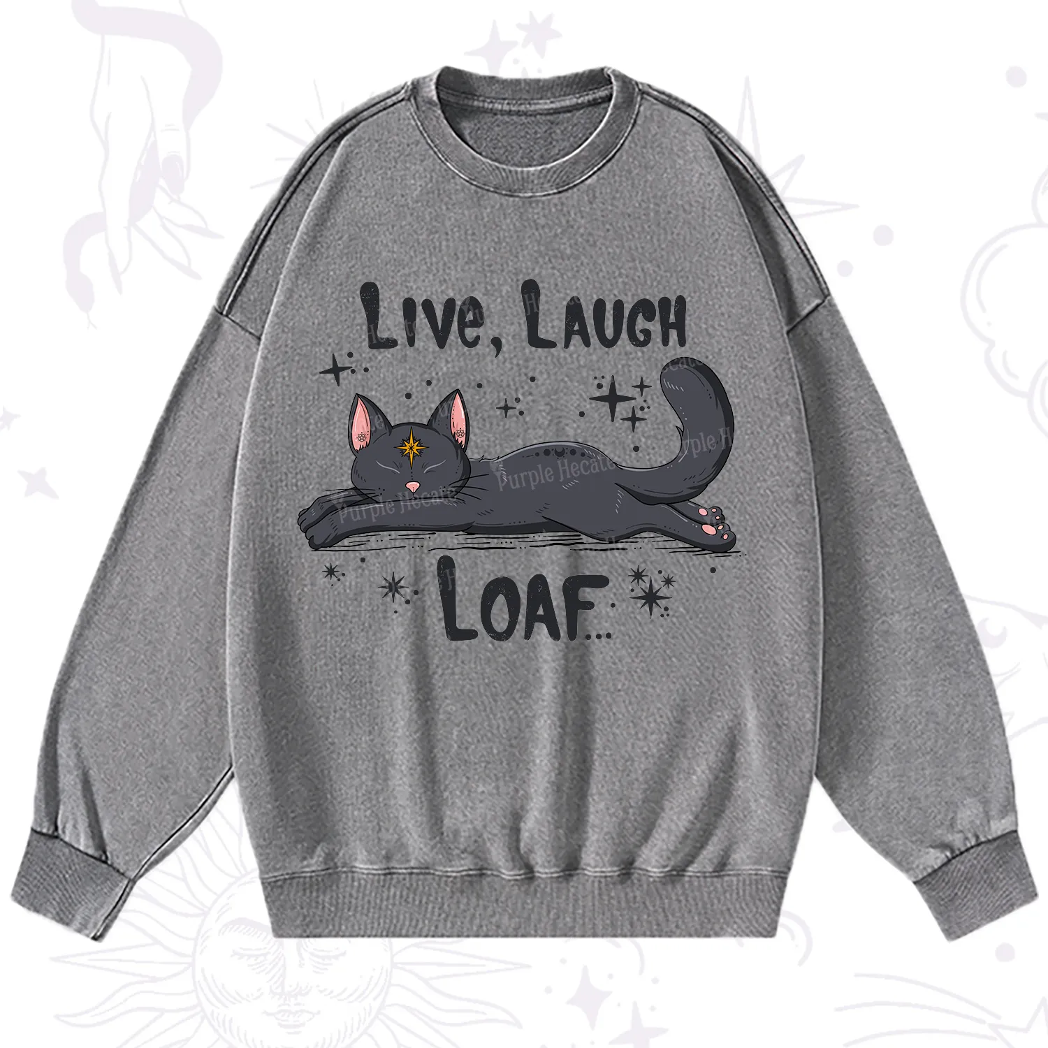 Purplehecate Live Laugh Loaf Washed Sweatshirt