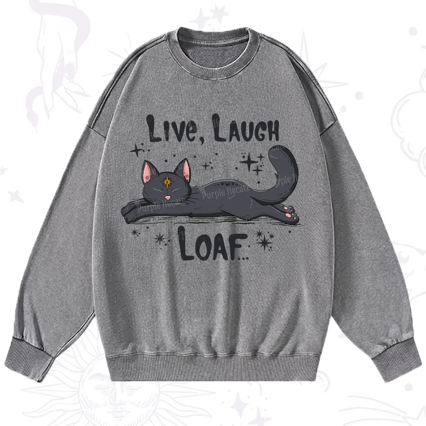 Purplehecate Live Laugh Loaf Washed Sweatshirt