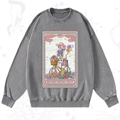 Purplehecate The Beep Beep Birthday Bitch Tarot Washed Sweatshirt