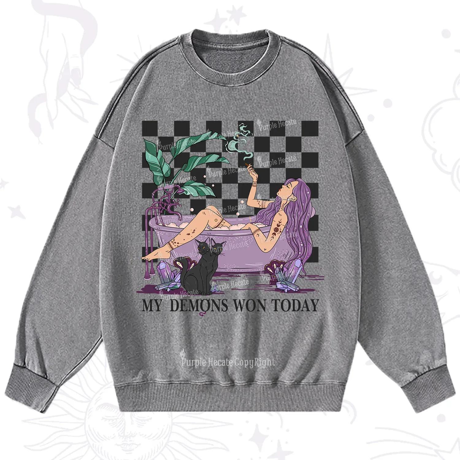 Purplehecate My Demons Won Today Washed Sweatshirt