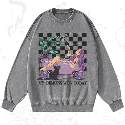 Purplehecate My Demons Won Today Washed Sweatshirt