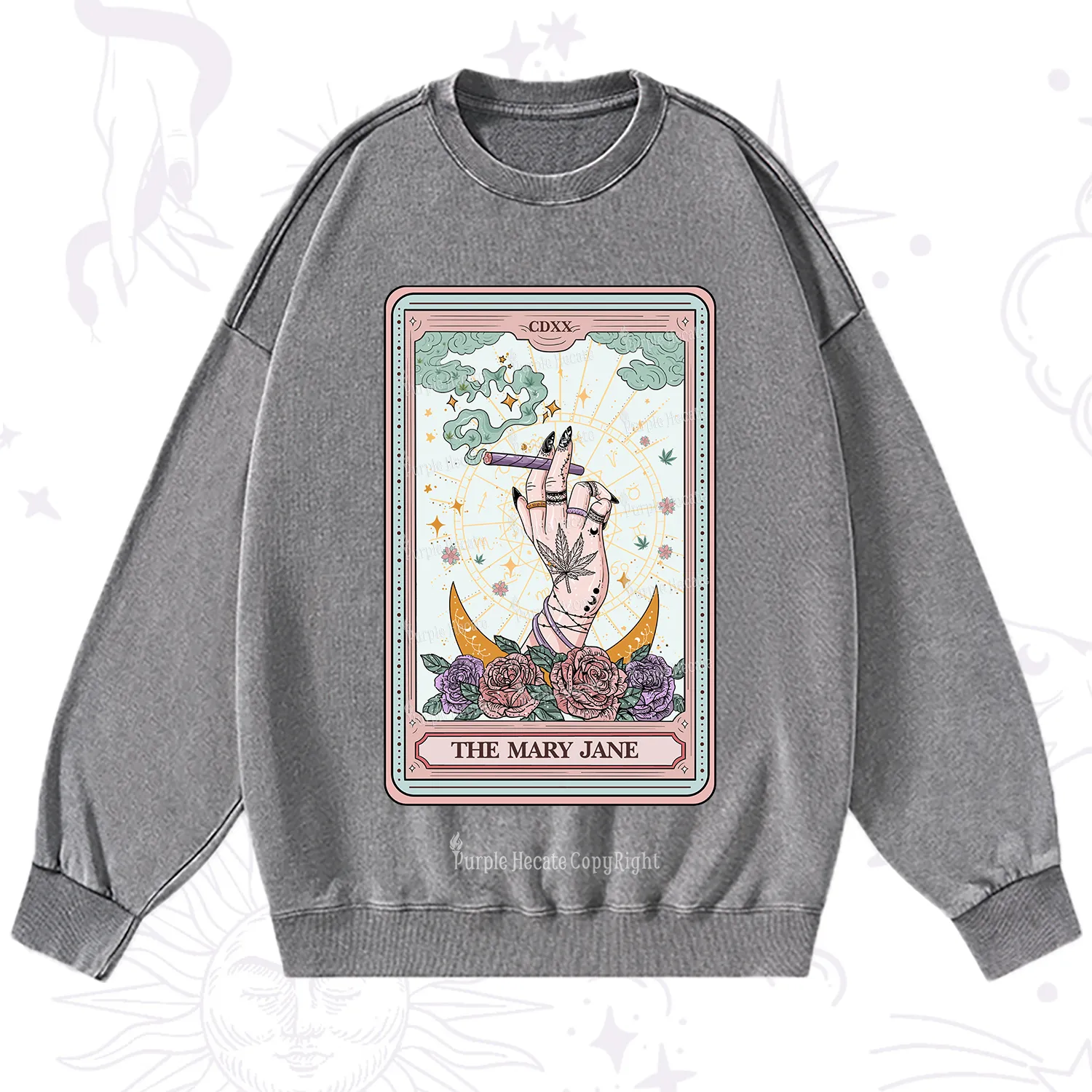 Purplehecate The Mary Jane Tarot Washed Sweatshirt