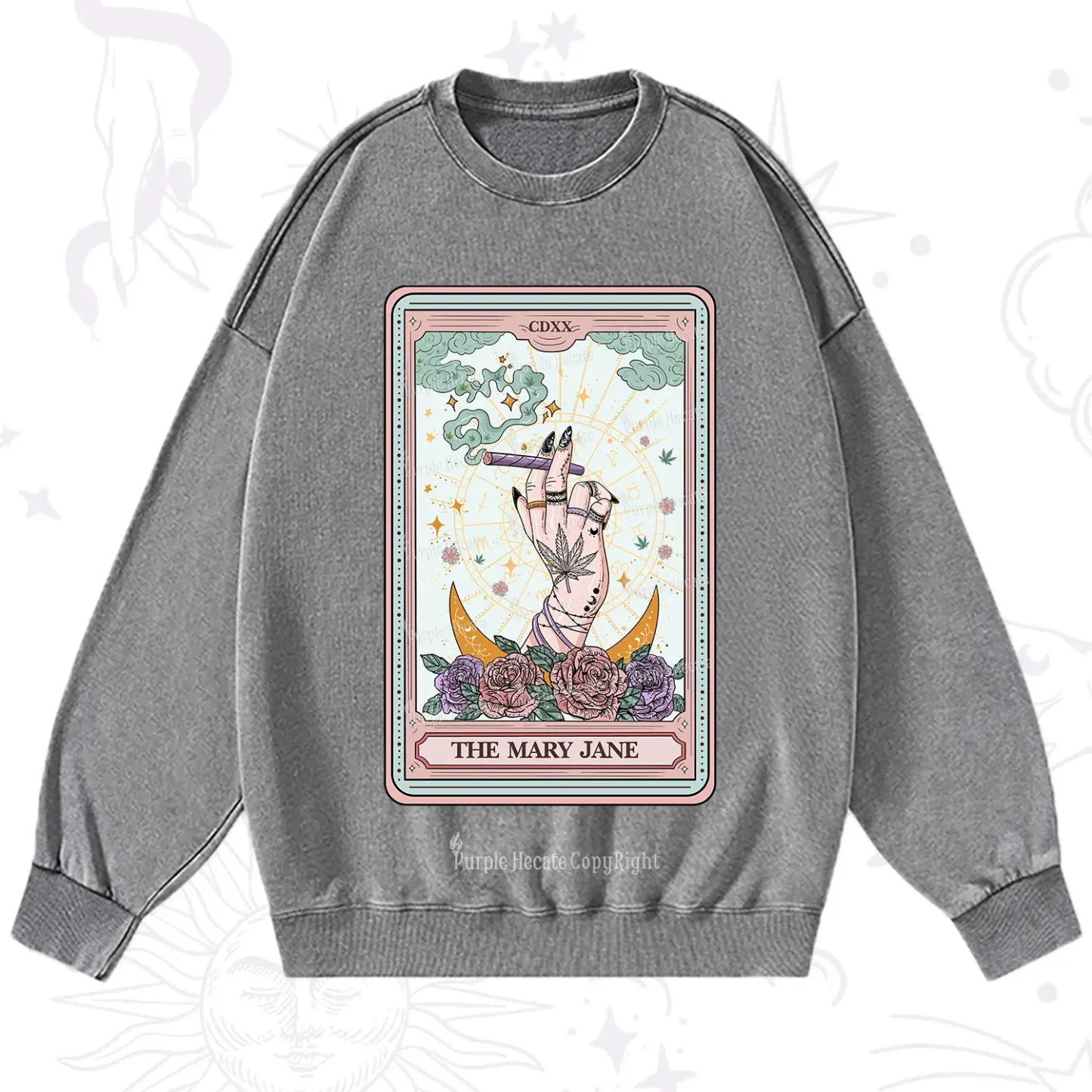 Purplehecate The Mary Jane Tarot Washed Sweatshirt
