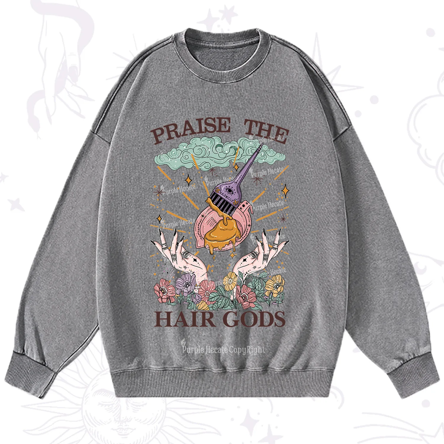 Purplehecate Praise The Hair Gods Washed Sweatshirt
