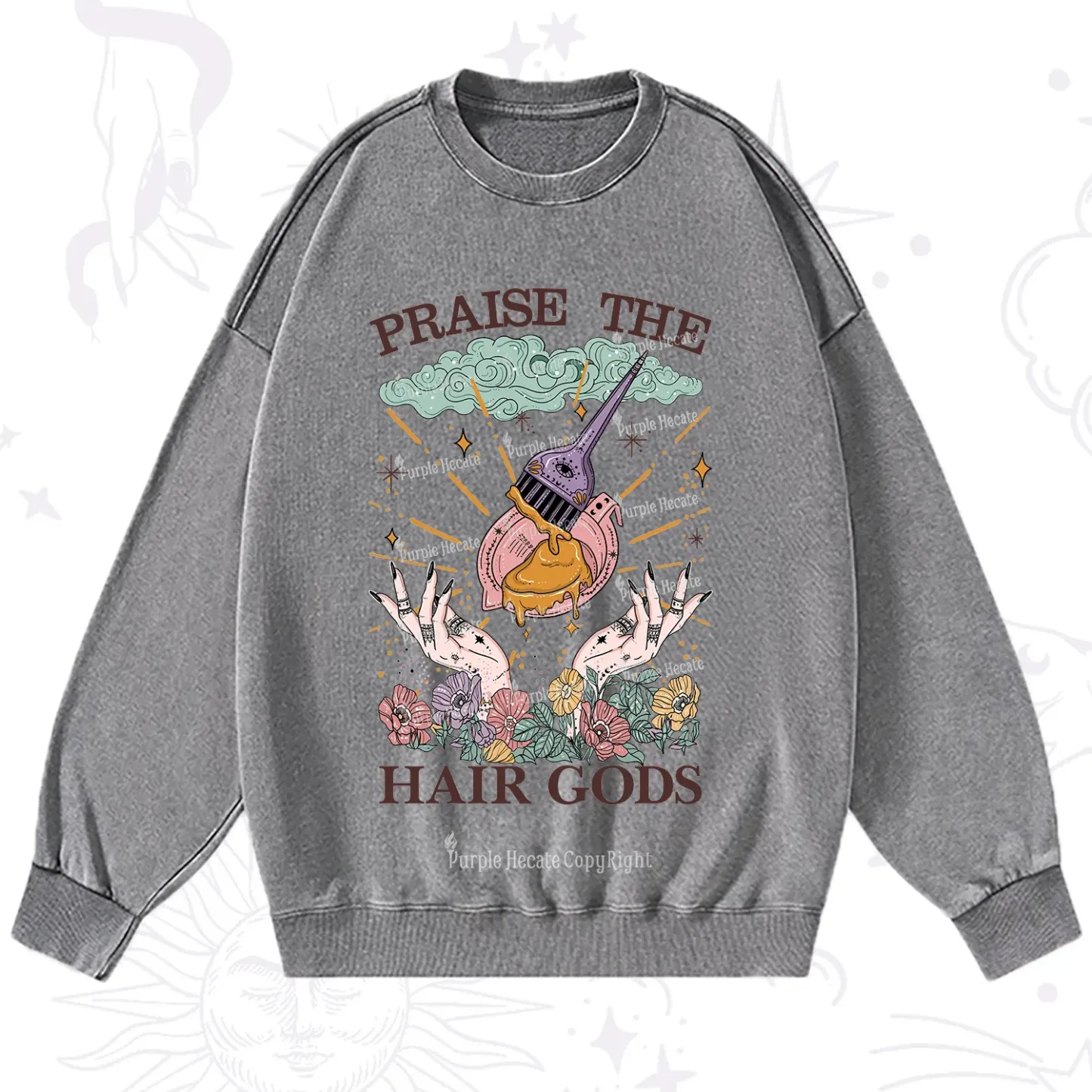 Purplehecate Praise The Hair Gods Washed Sweatshirt