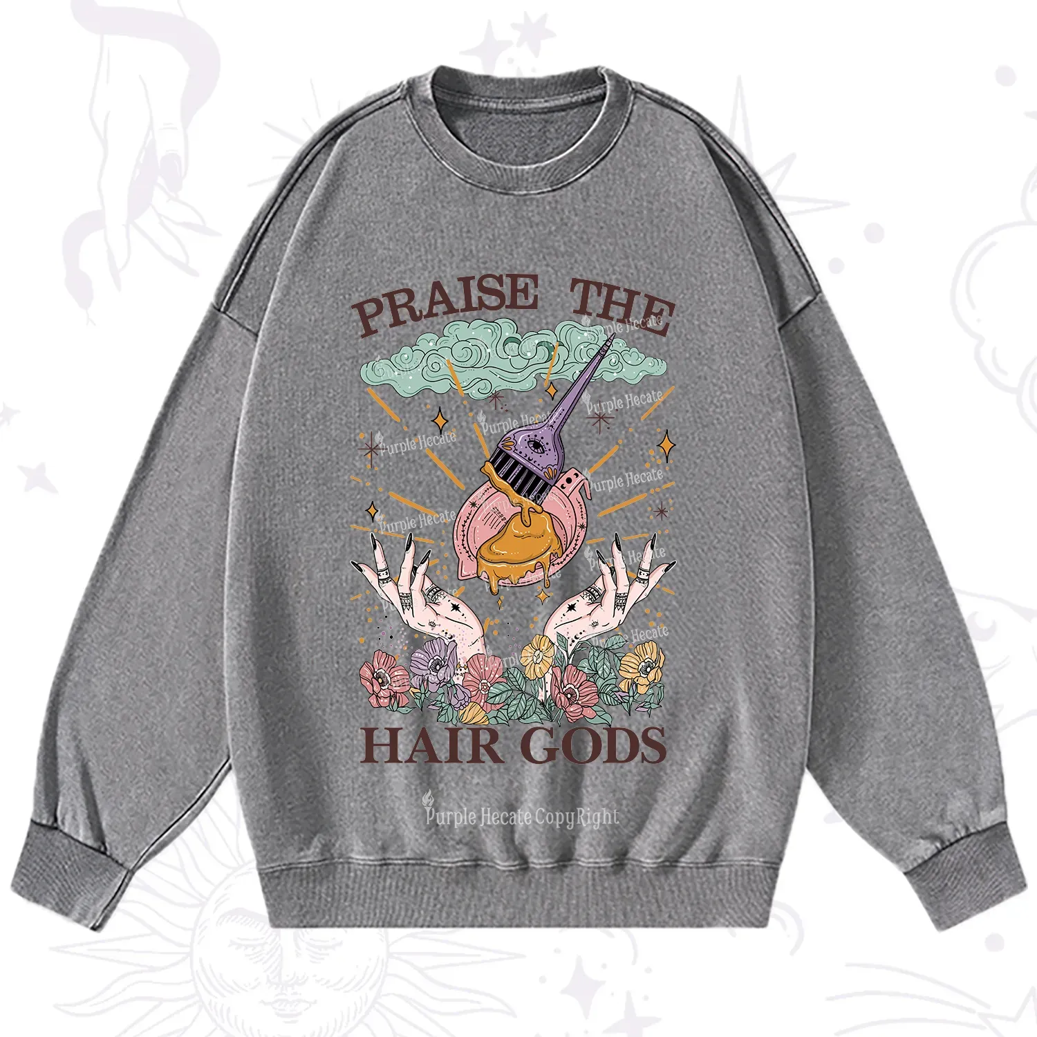 Purplehecate Praise The Hair Gods Washed Sweatshirt