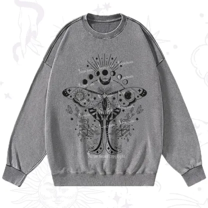 Purplehecate Moonlit Celestial Moth Washed Sweatshirt