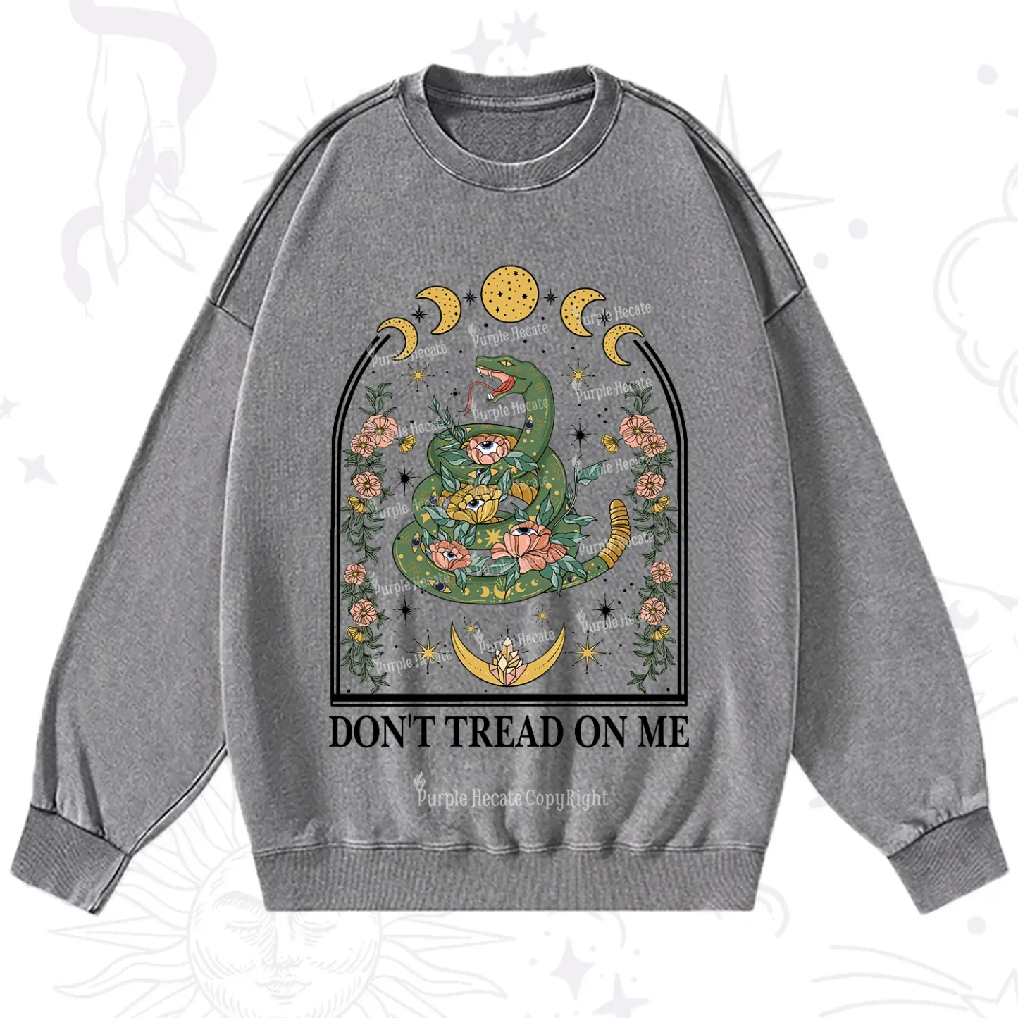 Purplehecate Don't Tread On Me Washed Sweatshirt