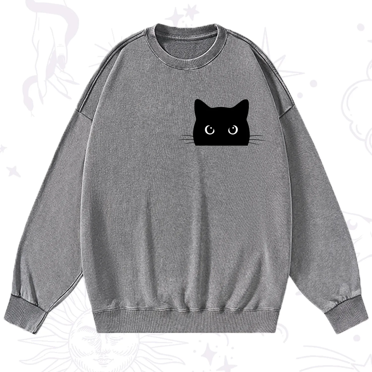 Purplehecate Black Cat Washed Sweatshirt