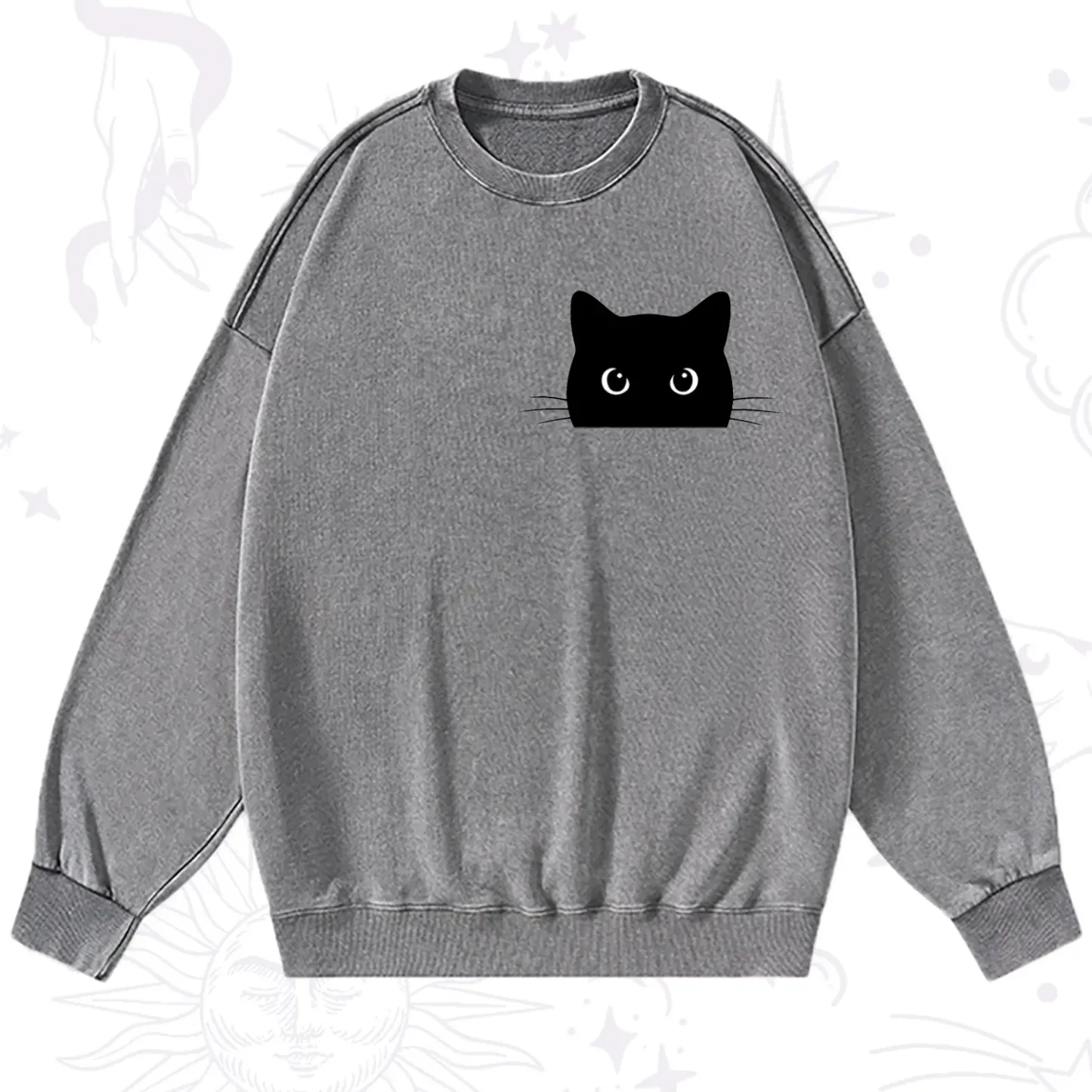 Purplehecate Black Cat Washed Sweatshirt