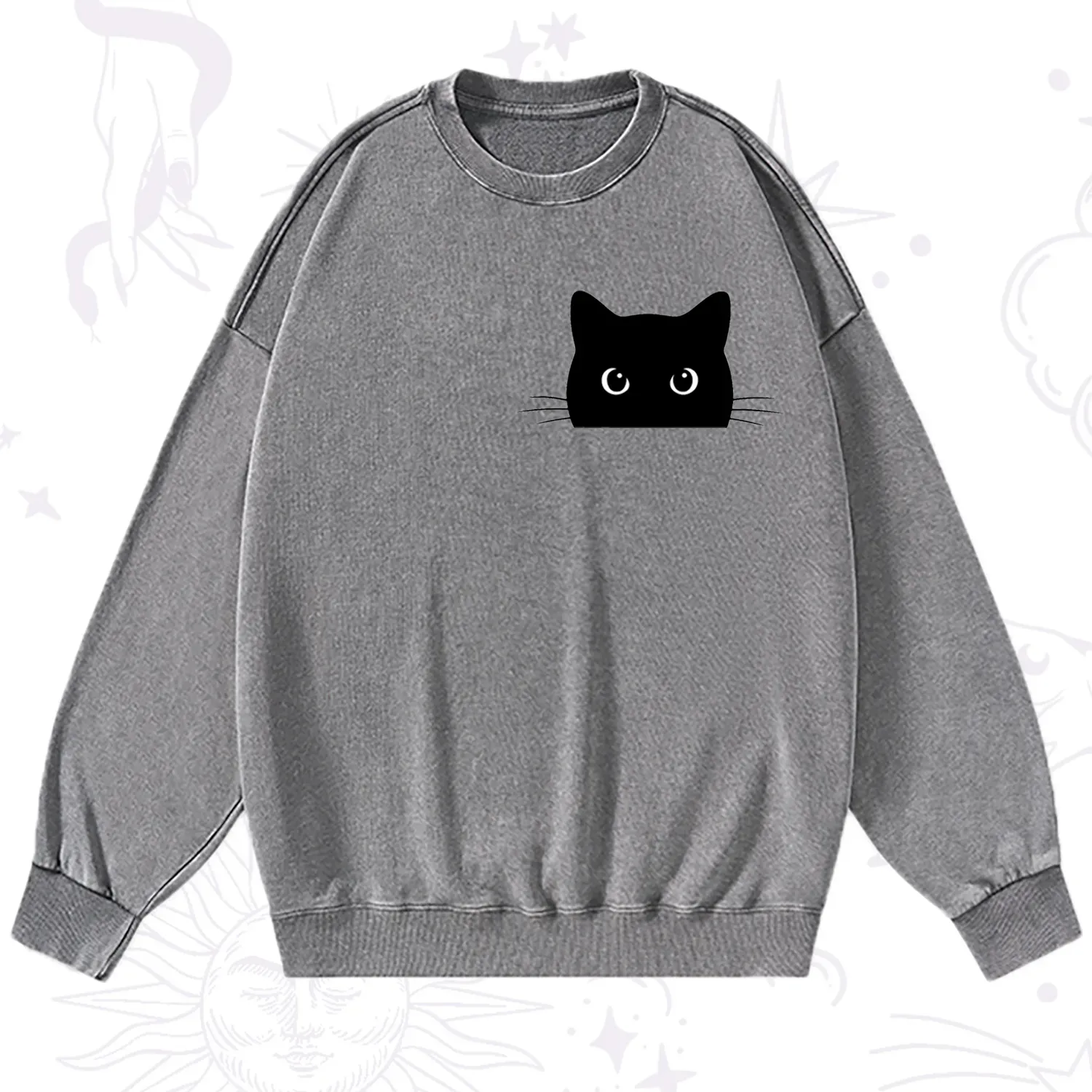 Purplehecate Black Cat Washed Sweatshirt