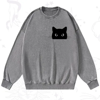 Purplehecate Black Cat Washed Sweatshirt