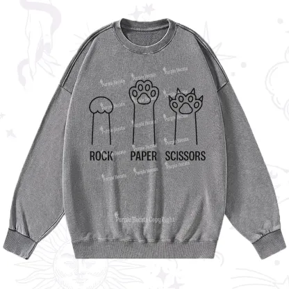 Purplehecate Rock Paper Scissors Cat Paw Edition Washed Sweatshirt