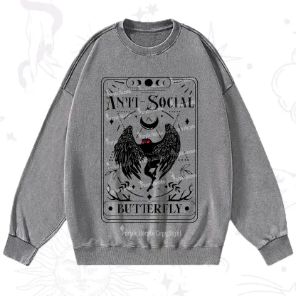 Purplehecate The Antisocial Butterfly Oracle Card Washed Sweatshirt