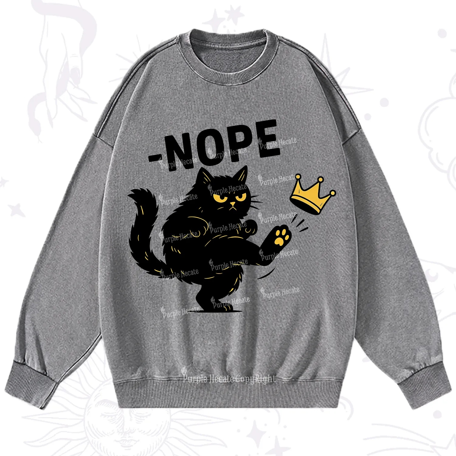 Purplehecate No Kings Black Cat Washed Sweatshirt