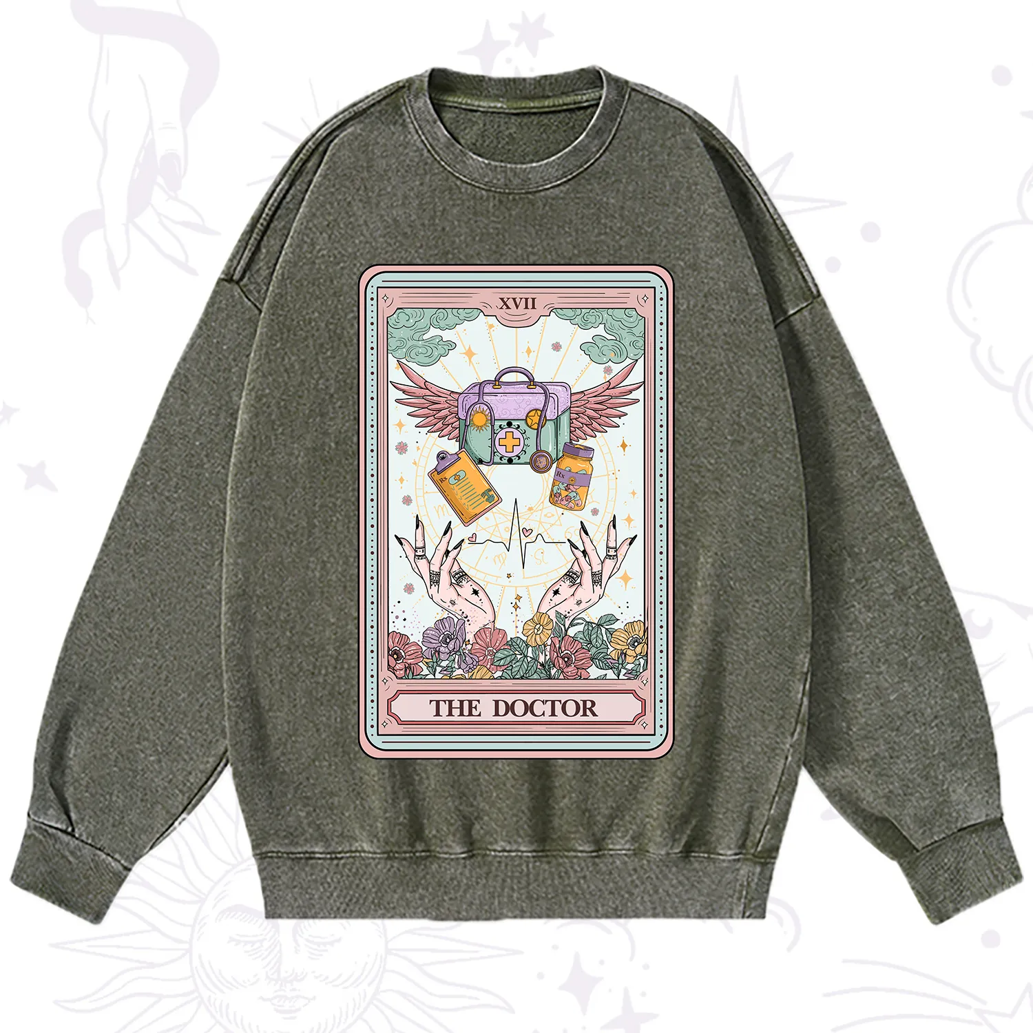 Purplehecate The Doctor Tarot Washed Sweatshirt