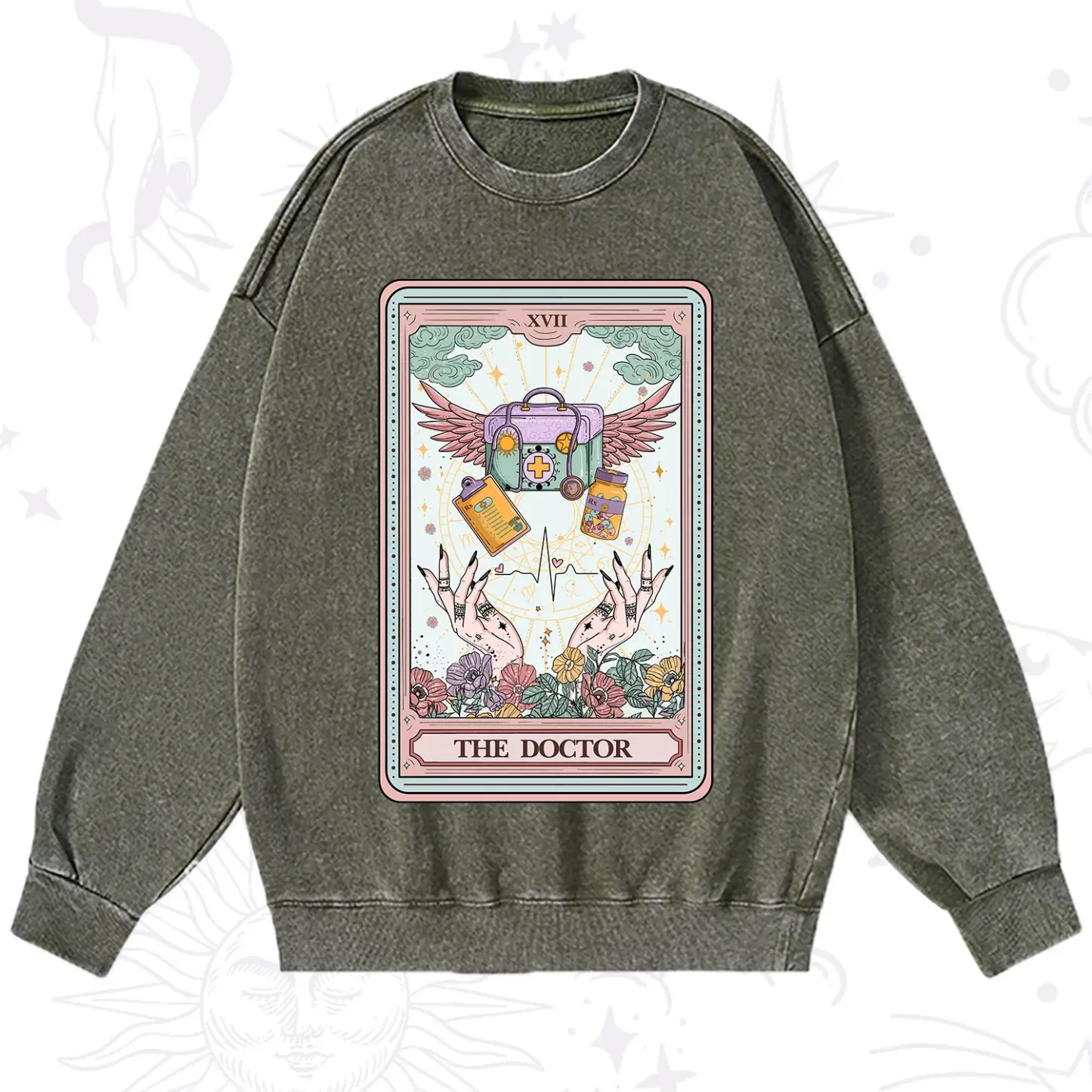 Purplehecate The Doctor Tarot Washed Sweatshirt