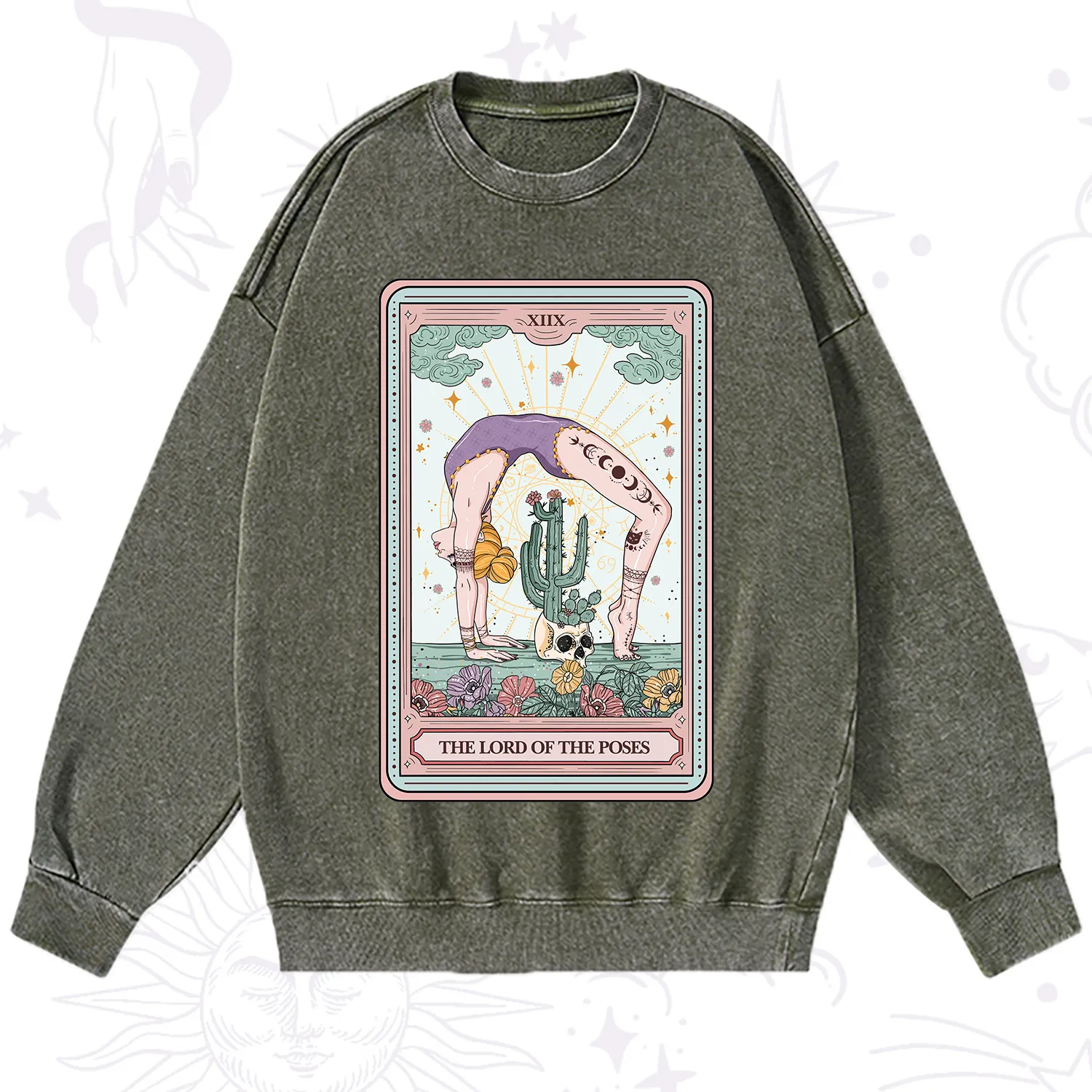 Purplehecate The Lord Of The Poses Tarot Washed Sweatshirt