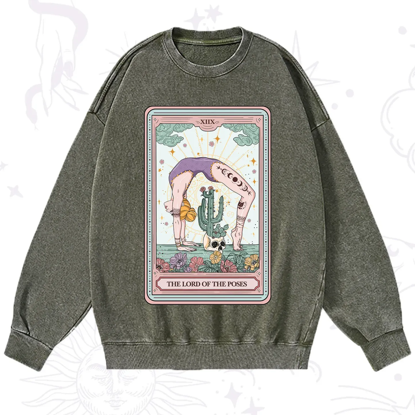 Purplehecate The Lord Of The Poses Tarot Washed Sweatshirt
