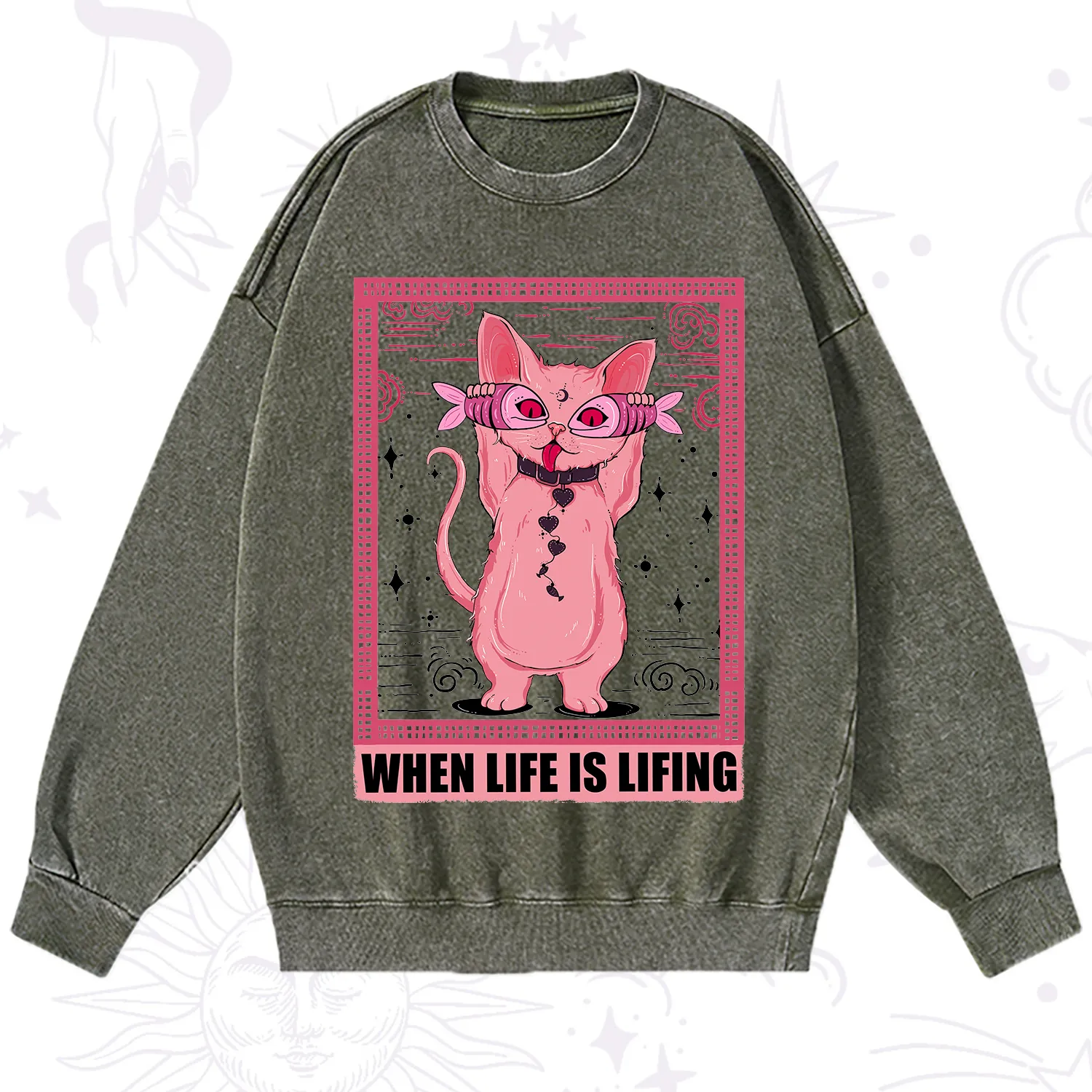Purplehecate When Life Is Lifting Washed Sweatshirt