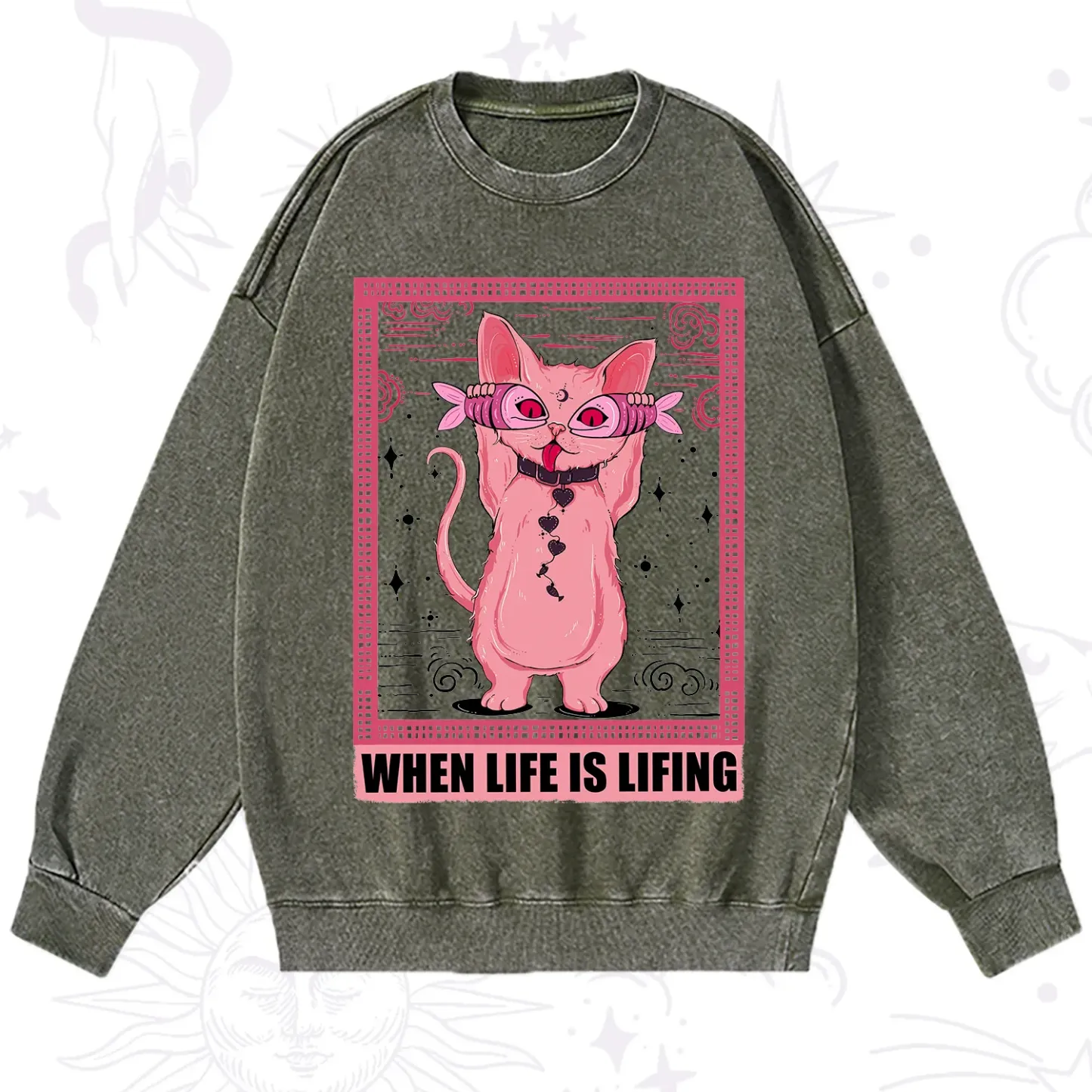 Purplehecate When Life Is Lifting Washed Sweatshirt