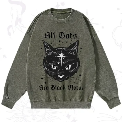 Purplehecate All Cats Are Black Metal Washed Sweatshirt