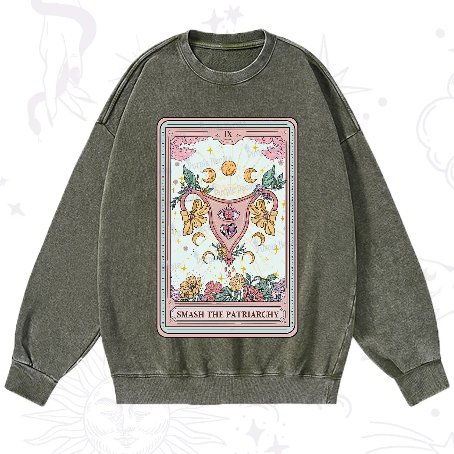Purplehecate The Smash the Patriarchy Tarot Washed Sweatshirt
