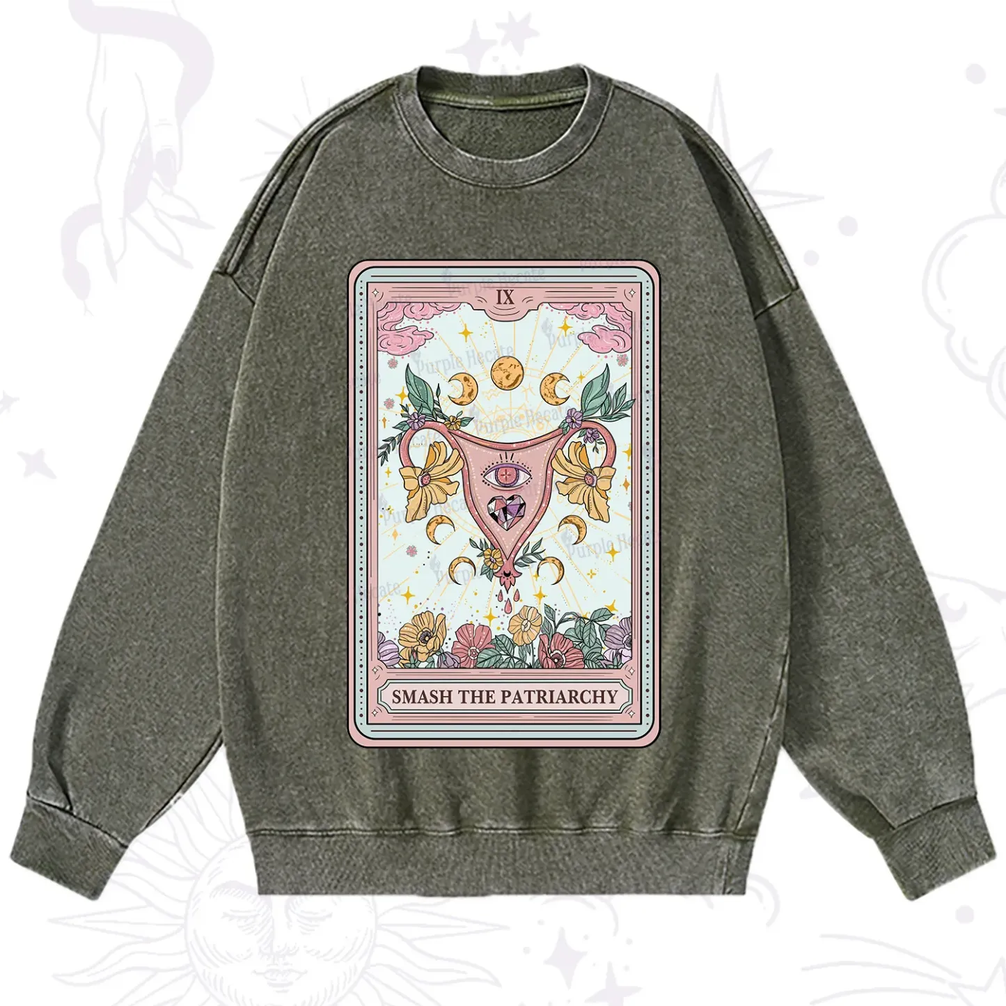 Purplehecate The Smash the Patriarchy Tarot Washed Sweatshirt